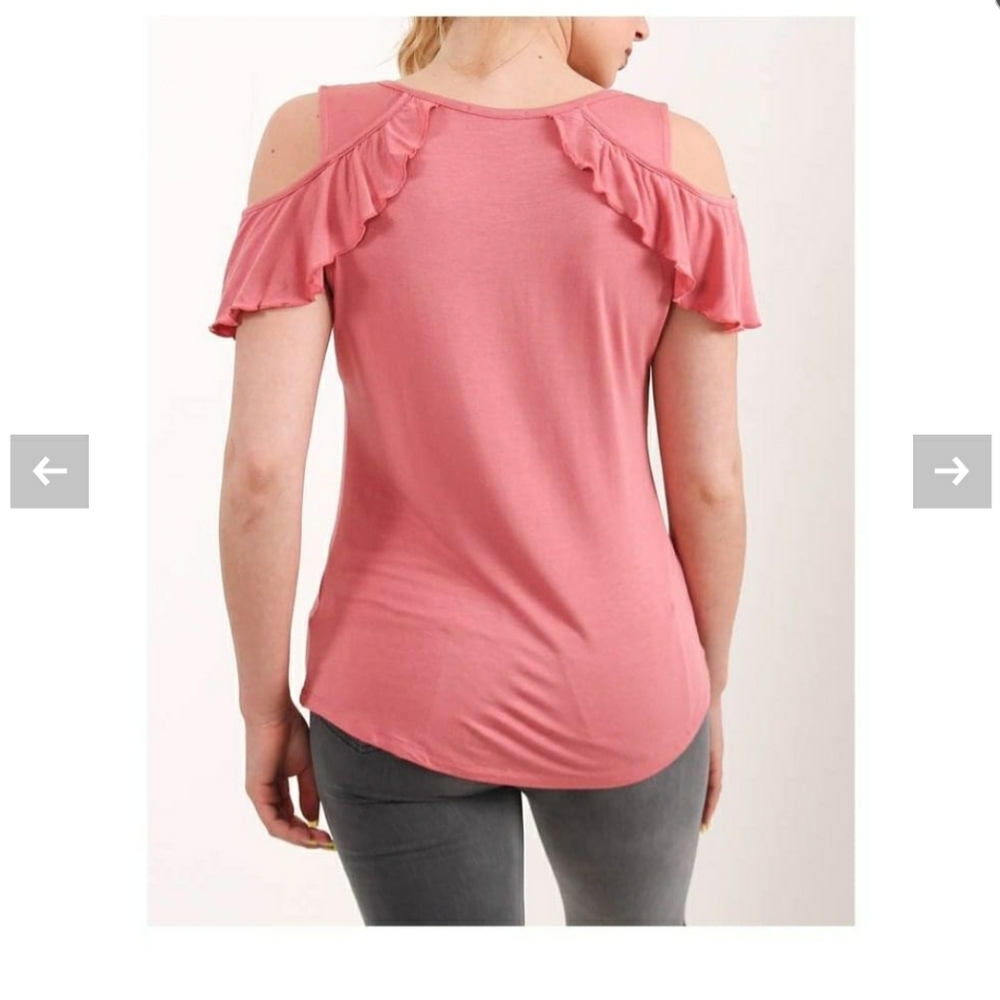 DEX Cold-Shoulder Ruffle-Sleeve Top - Picture 4 of 5